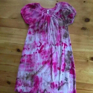 New! Hand Tie dyed sweater dress Pink Brown Cherokee girls 5T